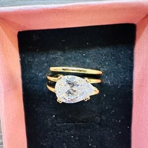 Pear Shaped East/West CZ Spiral Band Ring